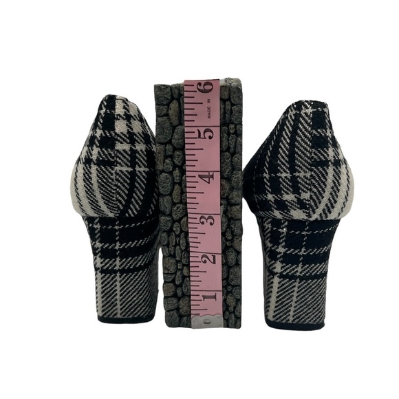 Marc Fisher Black White Plaid Mizalas Pointed Toe Block Heels Size 9 Women's - Picture 8 of 10
